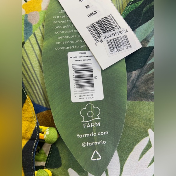 Farm Rio Vintage Toucans Button Down Midi Dress Size Medium NWT Green Multi - Picture 7 of 10